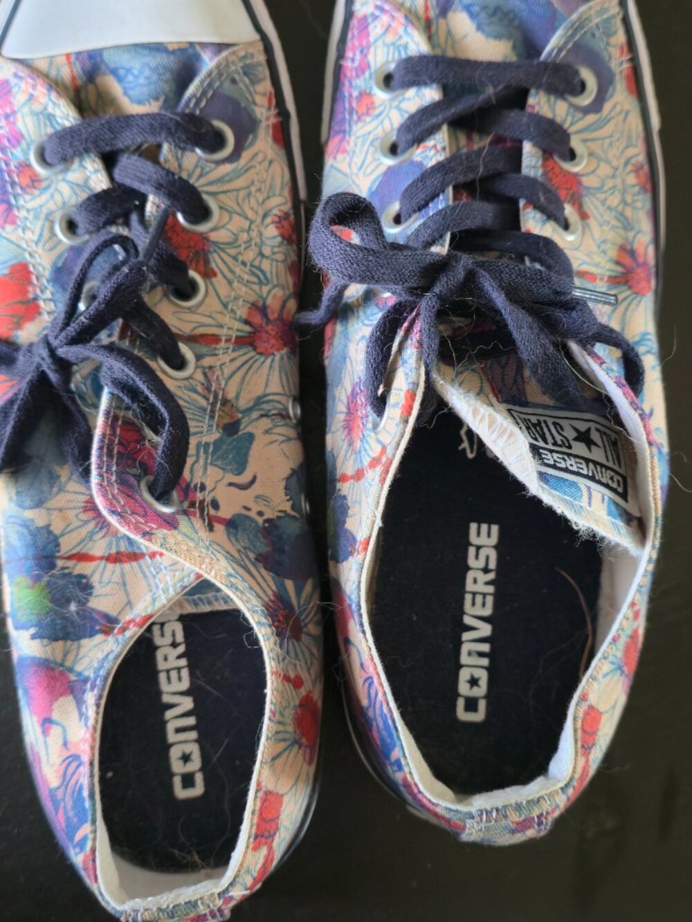 RARE Retired CONVERSE All Star Floral Abstract Blue - Women's 10 - EUC / Unique - Picture 2 of 6